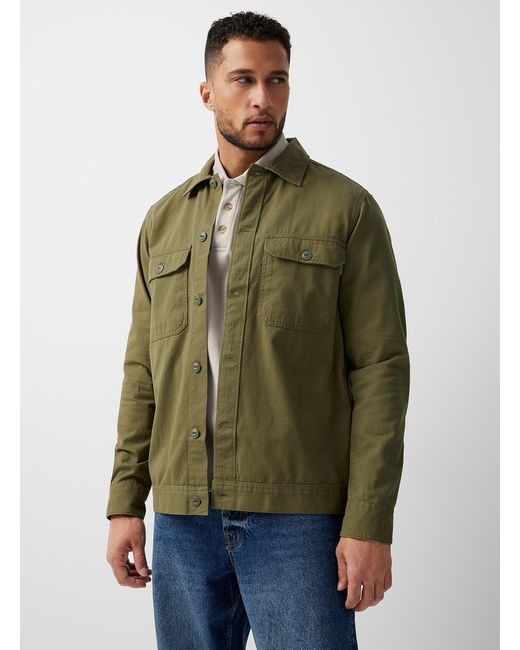 Only & Sons Minimalist Twill Overshirt in Green for Men | Lyst