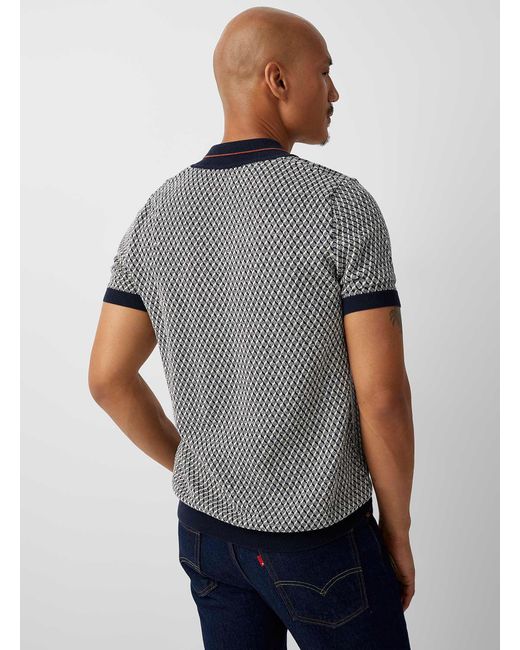 Sisley Jacquard Knit Johnny Collar Polo in Blue for Men | Lyst