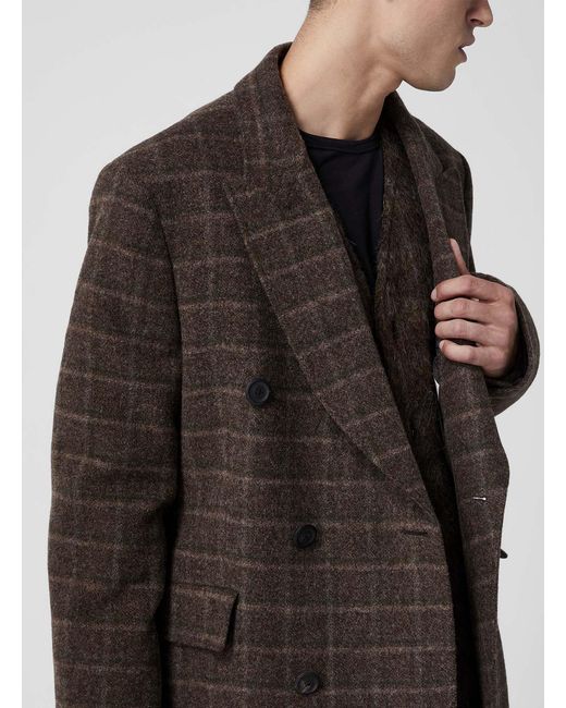Our Legacy Black Whale Boiled Wool Plaid Coat for men