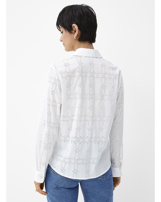 Contemporaine White Broderie Anglaise Organic Cotton Shirt