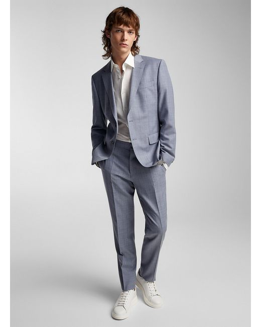 Boss Textured Checkers Light Blue Suit for men