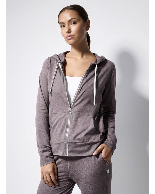 vuori Gray Halo Performance Zipped Hooded Sweatshirt
