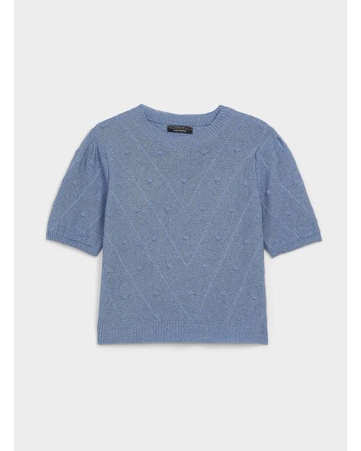 Contemporaine Blue Embossed Polka Dot Pattern Puff