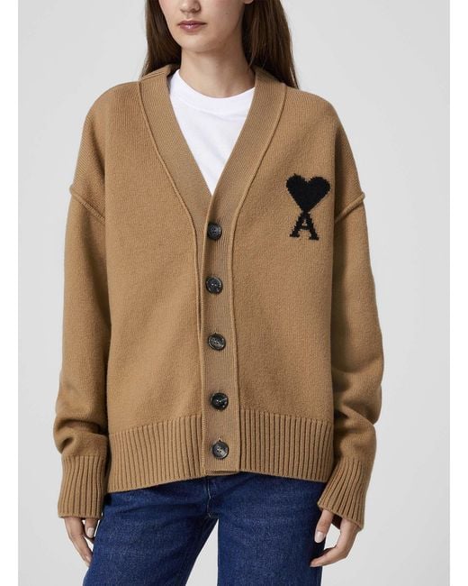 AMI Natural De Coeur 100% Virgin Wool Cardigan