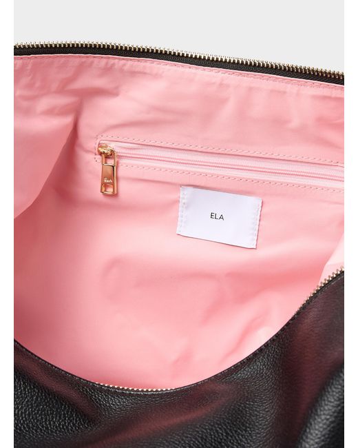 Ela Black Supple Trapezoidal Hobo Bag