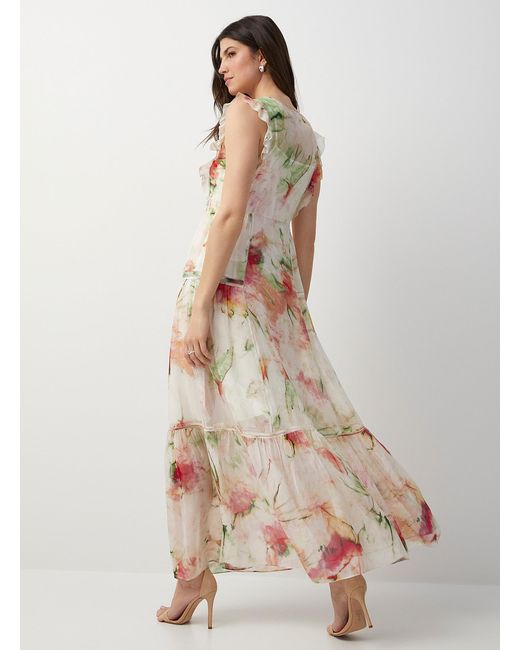 Boss Multicolor Dacrina Floral Mirage Tiered Maxi Dress