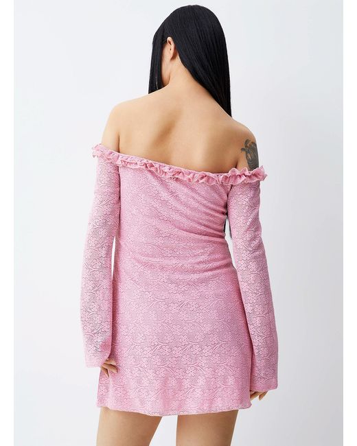 Motel Pink Floral Lace Dress