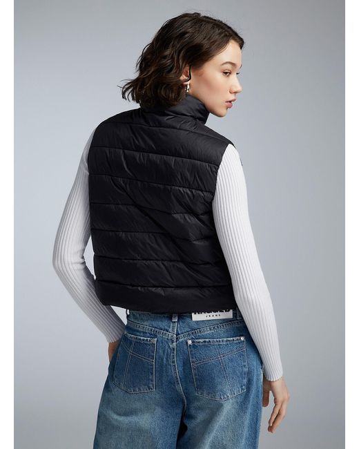 ONLY Gray Cropped Quilted Sleeveless Jacket