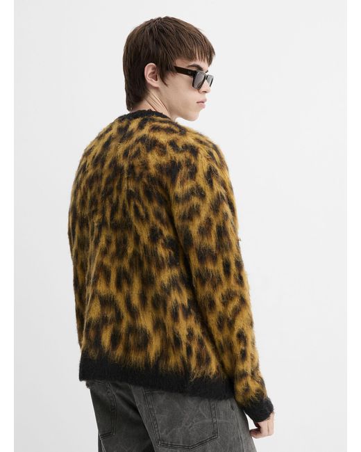 Obey Black Leopard Fuzzy Cardigan for men