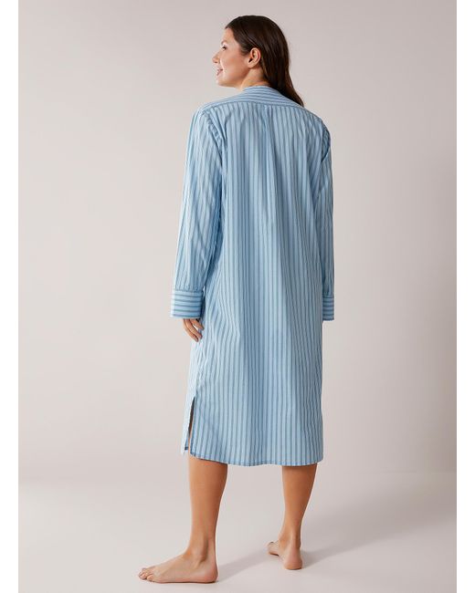 Miiyu Blue Long Organic Cotton Poplin Nightgown