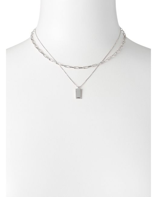 Simon's White Rectangular Pendant Double