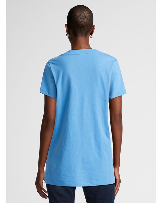 Contemporaine V-neck Organic Cotton Tunic T-shirt (women, Blue, Large)