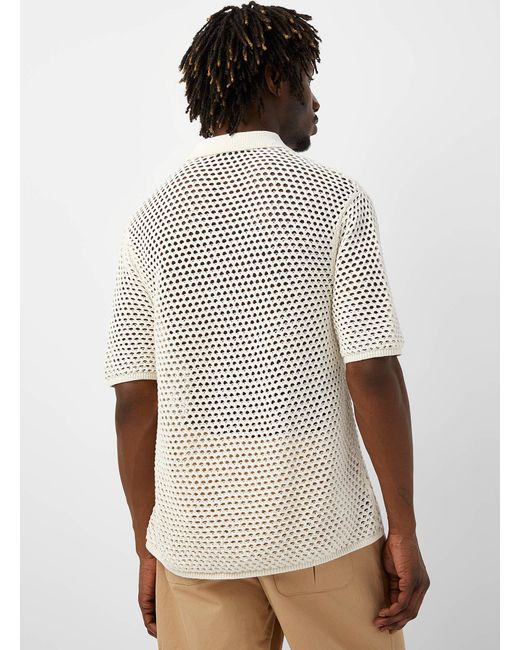 Fred Perry Multicolor Openwork Knit Cream Shirt for men
