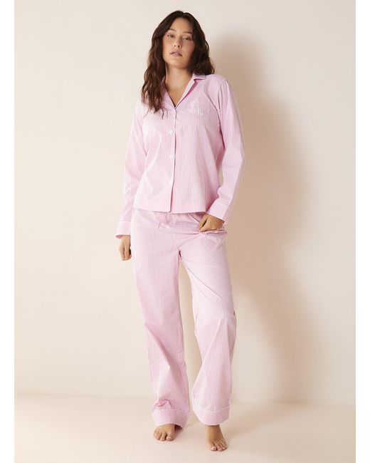 Ralph Lauren Pink Pinstriped Poplin Pyjama Set
