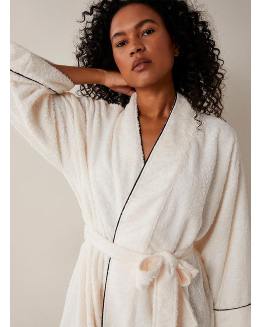 Miiyu Natural Plush Viscose Trimmed Robe