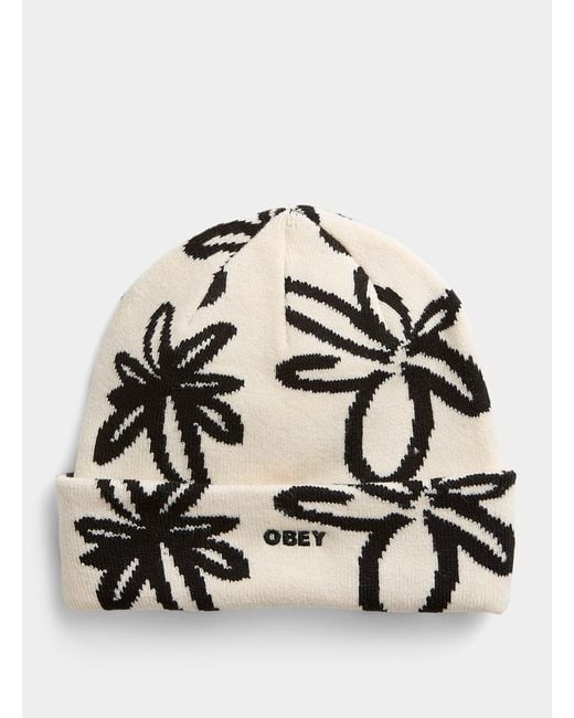 Obey Multicolor Drawn Flower Tuque