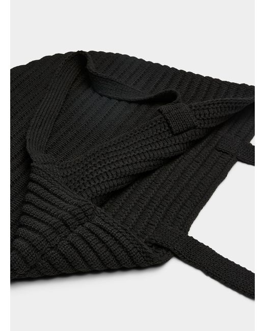 Le 31 Black Monochrome Crochet Tote for men