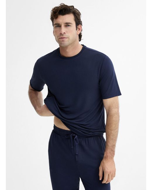 Le 31 Blue Solid Tm Modal Lounge T for men