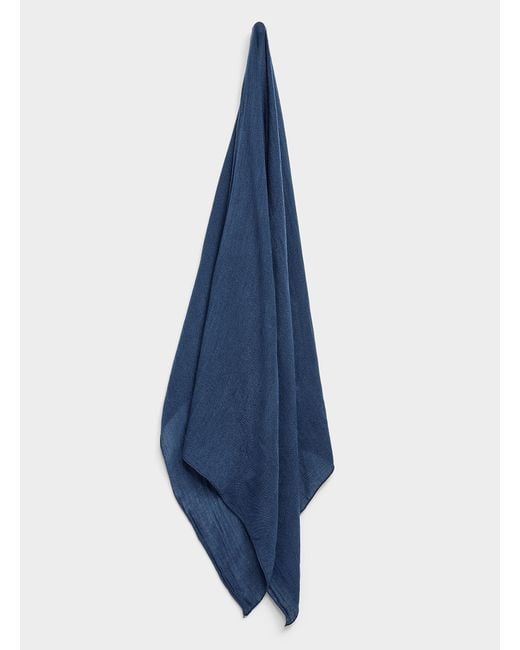 Simon's Blue Rolled Trim Solid Scarf