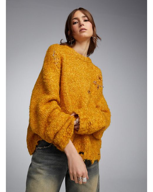 The Ragged Priest Pins Golden Yellow Bouclé Sweater