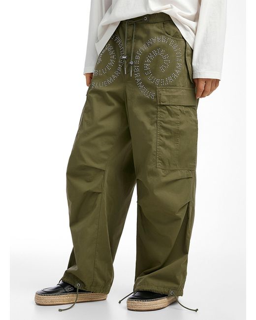 Bluemarble White Studded Spirals Cargo Pant for men