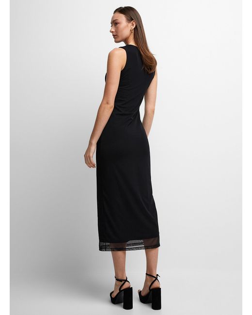Icône Black Sleeveless Micromesh Maxi Dress