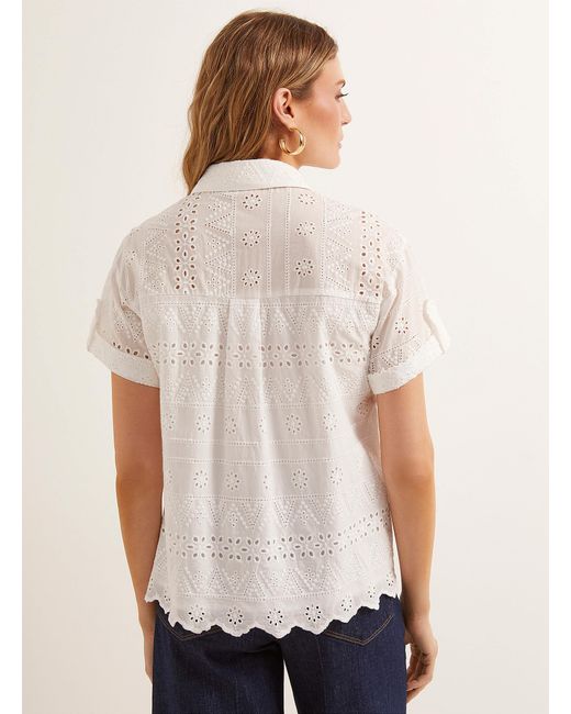 Contemporaine Natural Scalloped Edging Broderie Anglaise Shirt