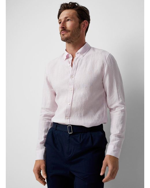 Michael Kors White Minimalist Pure Linen Shirt for men