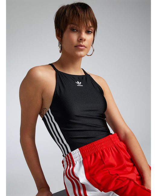Adidas Originals Red Striped Glossy Bodysuit
