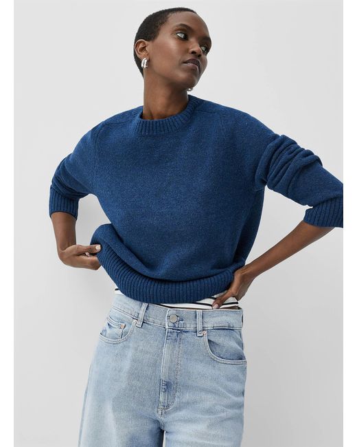 Contemporaine Blue Solid Essential Boxy Sweater