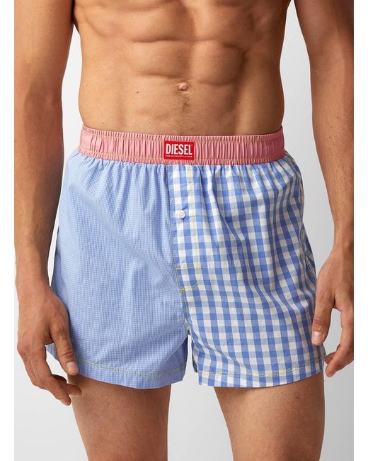 DIESEL Double Gingham Loose Boxer in Blue for Men | Lyst