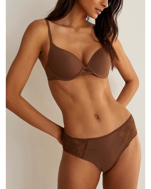 Miiyu Openwork Detail Hydra Plunge Bra In Brown Lyst