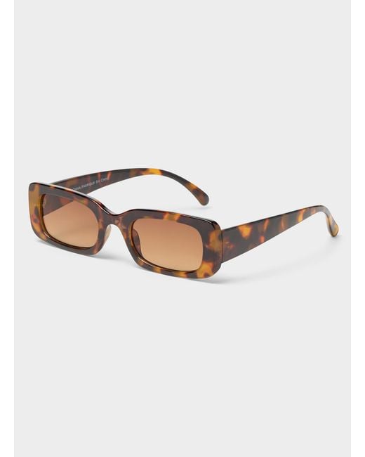 Simon's White Jupiter Narrow Rectangular Sunglasses