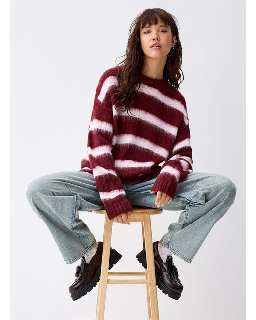 Twik Red Striped Fuzzy Sweater
