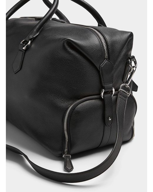 Polo Ralph Lauren Black Large Leather Emblem Weekend Bag for men