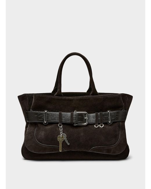 OSOI Black Brocle Large Suede Tote Bag