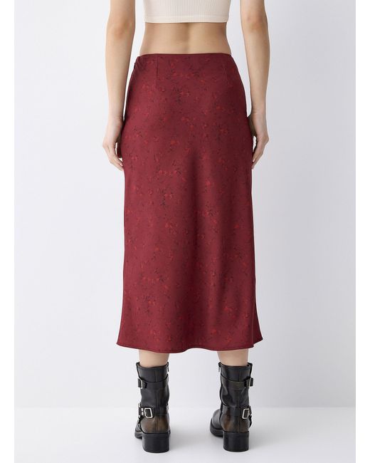 Twik Red Printed Crepe Midi Skirt