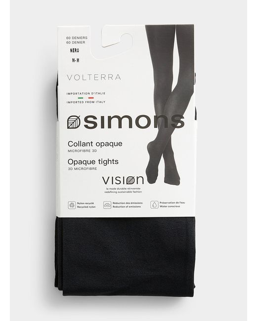 Simon's Black Volterra Solid 3d Microfibre Tights 60 Denier
