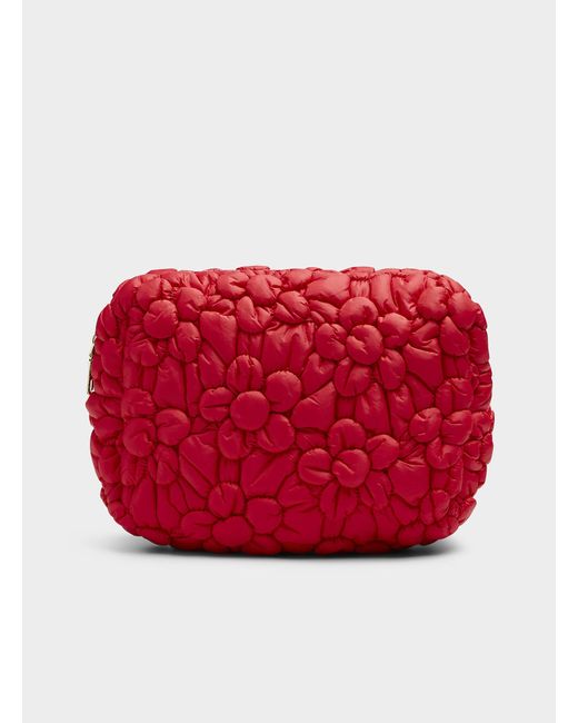 Simon's Red Quilted Flower Puffy Pouch