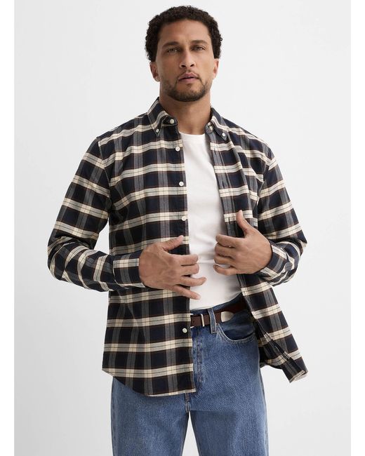 Le 31 Blue Plaid Oxford Shirt Comfort Fit for men