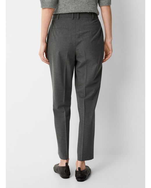 Contemporaine Gray Touch Of Wool Pleated Pant Fit: Slim Leg, High Rise