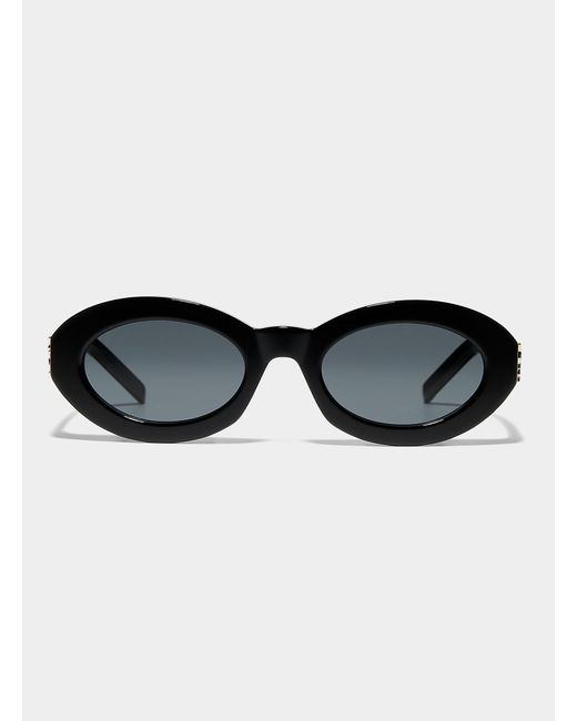 Saint Laurent Black Signature Hinges Oval Sunglasses