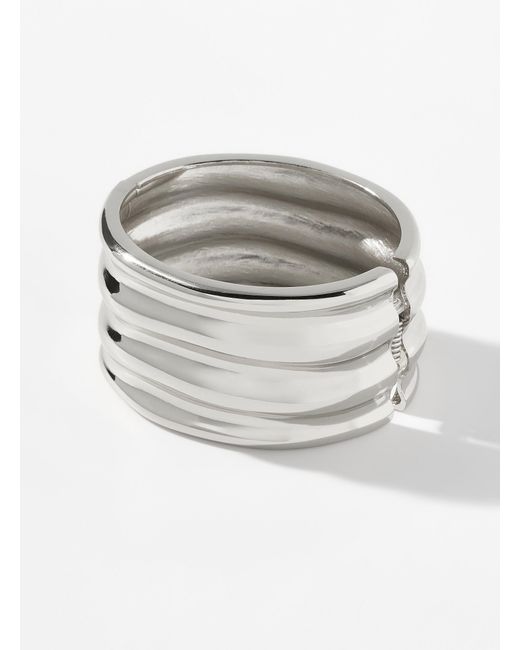 Simon's Gray Wavy Wide Silver Bangle