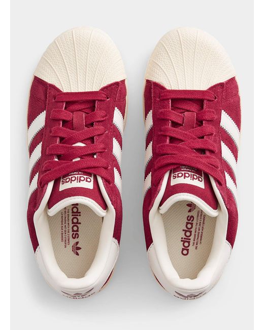 adidas Originals Superstar Xlg Burgundy Sneakers Women in Red | Lyst