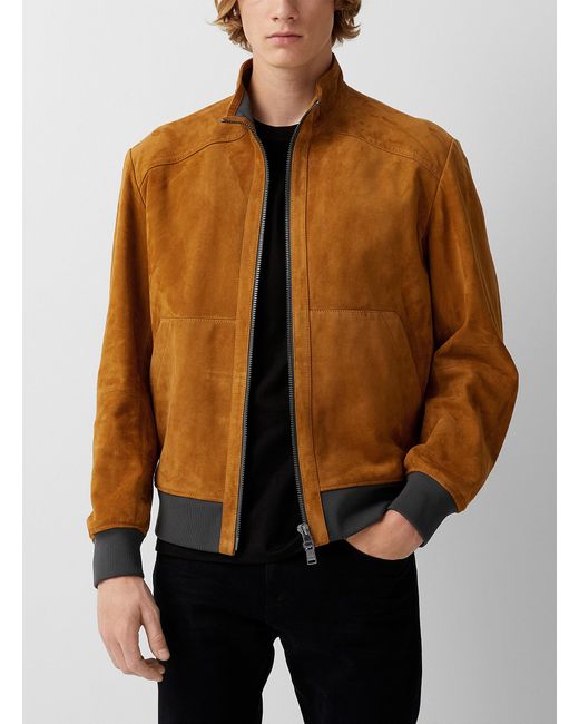 BOSS by HUGO BOSS Accent Edging Suede Jacket in Brown for Men | Lyst