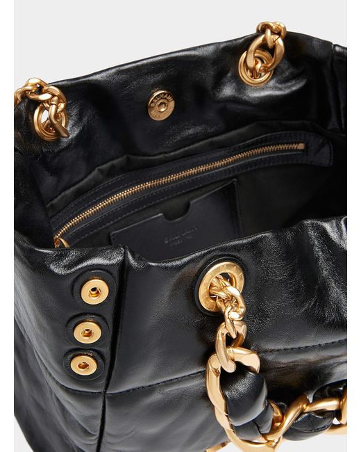Balmain Black Crinkled Leather 1945 Tote Bag
