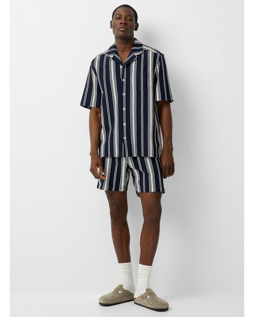 Le 31 Blue Striped Piqué Cabana Shirt Comfort Fit for men