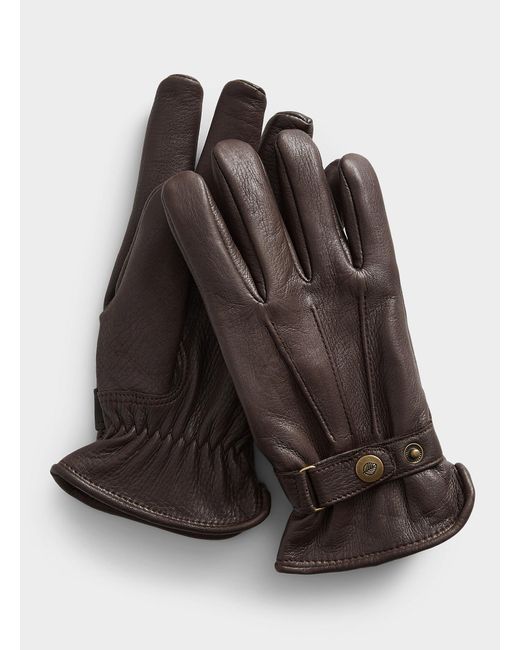 Le 31 Black Minimalist Leather Gloves for men