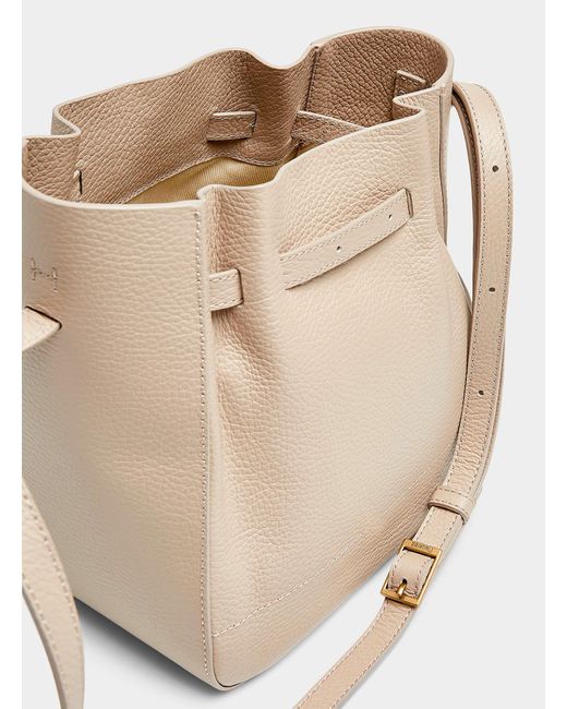 Flattered White Bo Small Belted Leather Bucket Bag