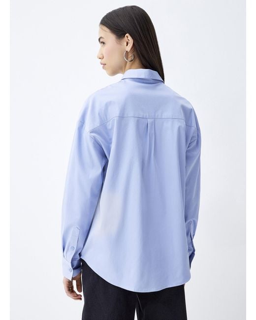 Twik Blue Loose Plain Poplin Shirt